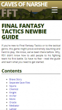 The Final Fantasy Tactics Newbie Guide, Reponsive